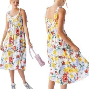 Urban Outfitters Floral Midi Dress with Pockets and Adjustable Straps